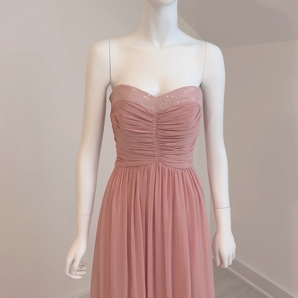 NWT SAMPLE Dessy 2904 size 10 Rose Lux Chiffon. Pristine Condition. - Picture 3 of 8